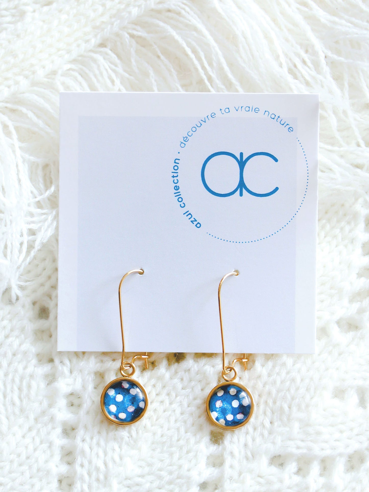 Boucles d'oreilles - Pois Marine