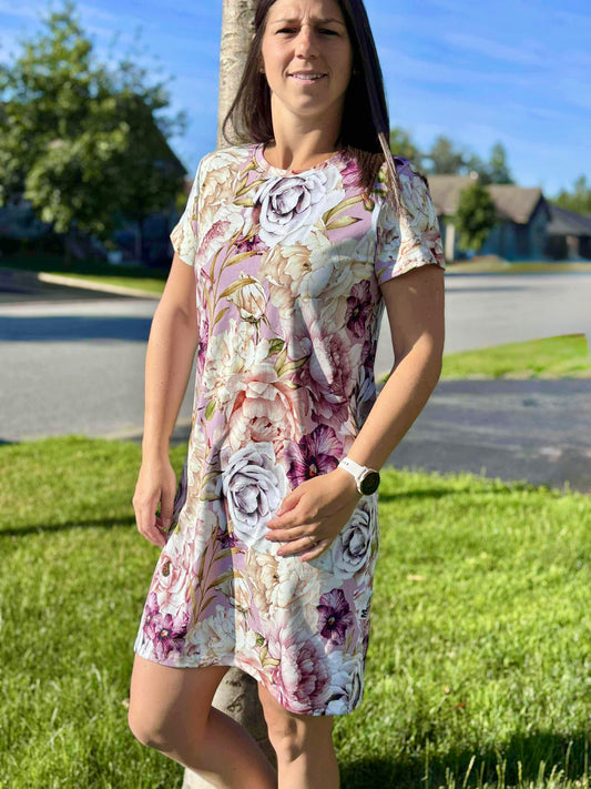 Robe Linda - Prune Floral