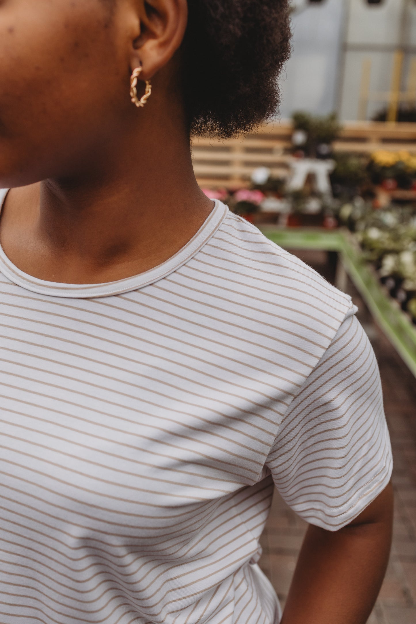 T-Shirt Amélie MC - Rayé Beige