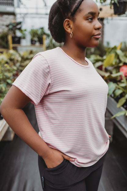 T-Shirt Amélie MC - Rayé Rose