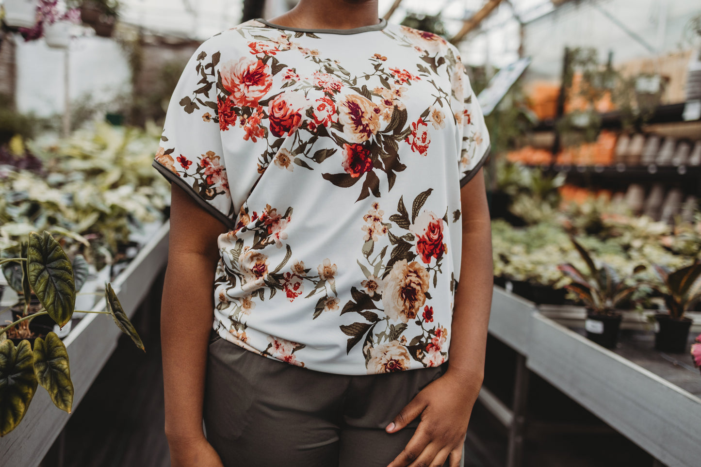 T-Shirt Steffy - Ivoire Fleur/Kaki