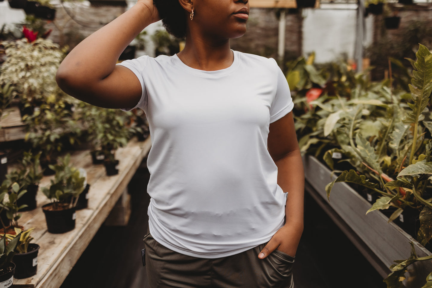T-Shirt Syl col 2.0 - Dry fit - Blanc