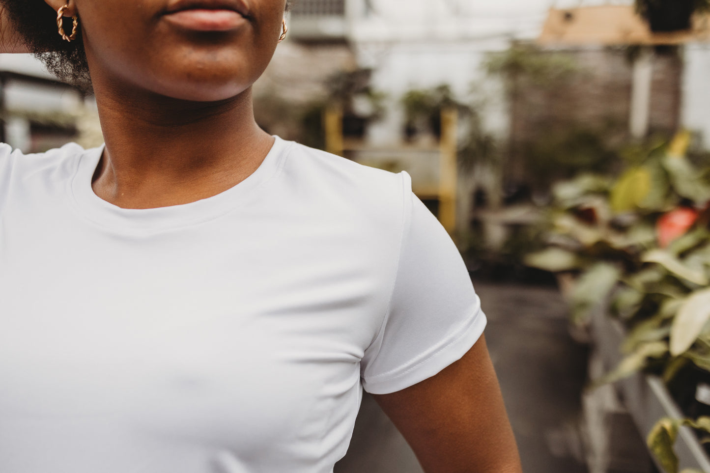 T-Shirt Syl col 2.0 - Dry fit - Blanc