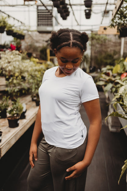 T-Shirt Syl col 2.0 - Dry fit - Blanc