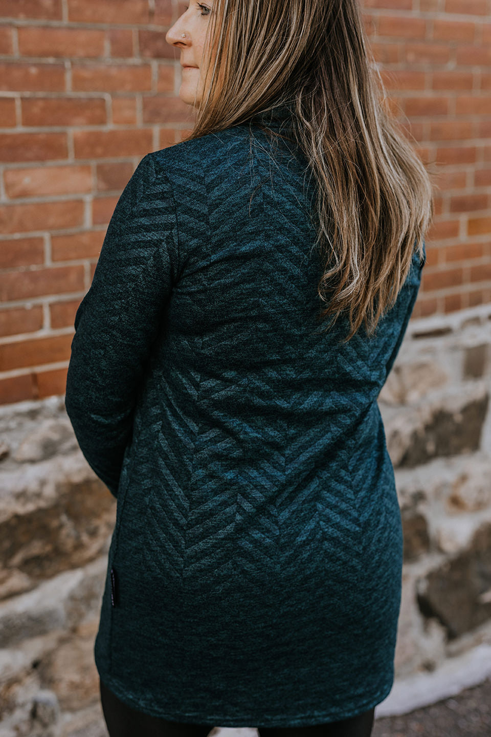 Tunique Sarah - Col - Vert Forêt Chevron