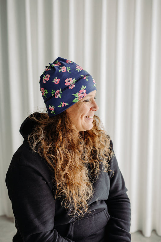 Tuque Marine Fleur rose