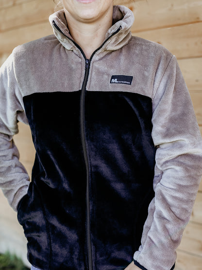 Veste molleton -Col- Beige/Noir