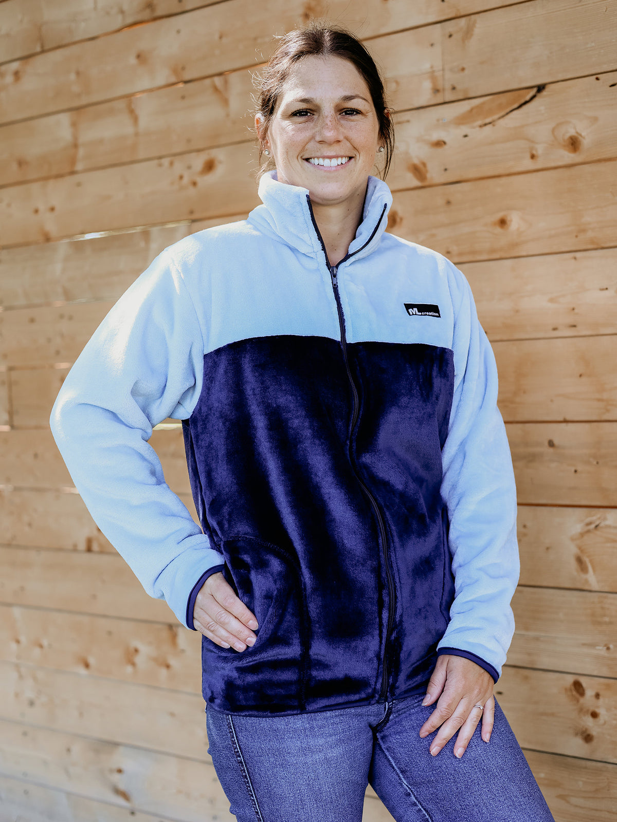 Veste Molleton -Col- Bleu pâle/Marine