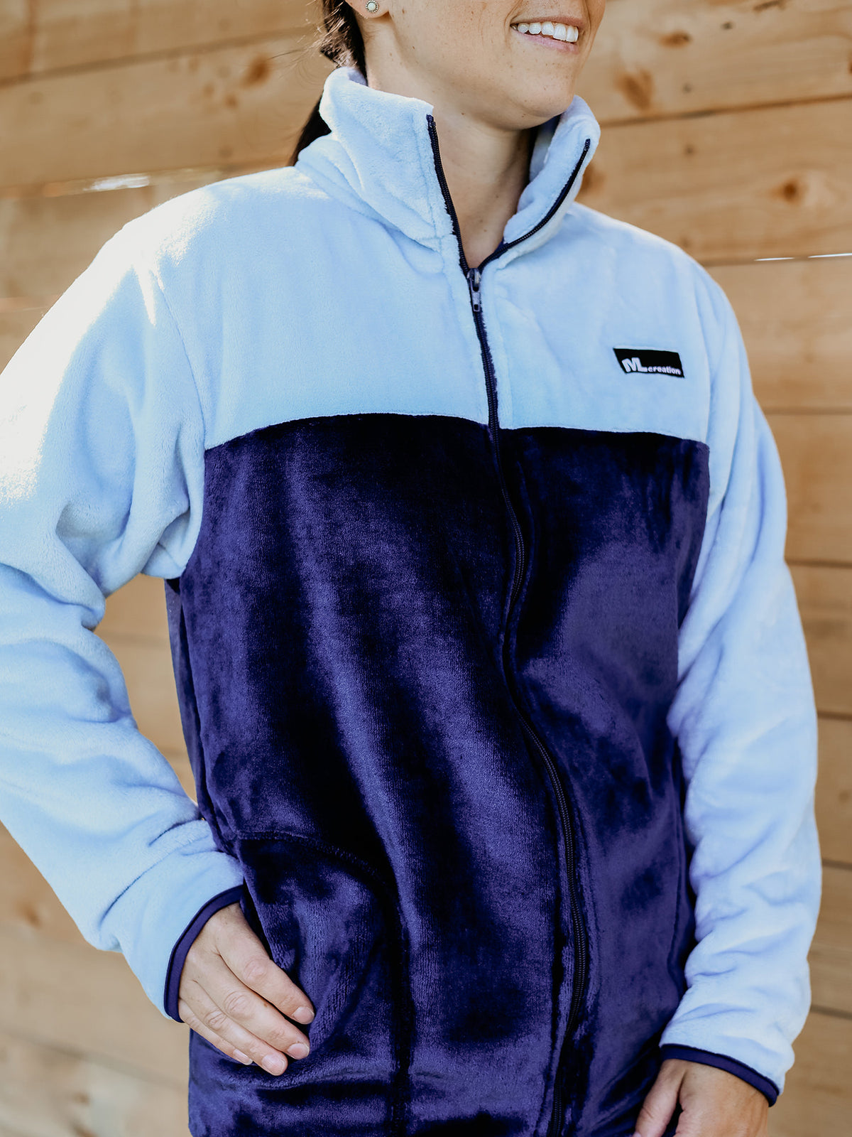 Veste Molleton -Col- Bleu pâle/Marine