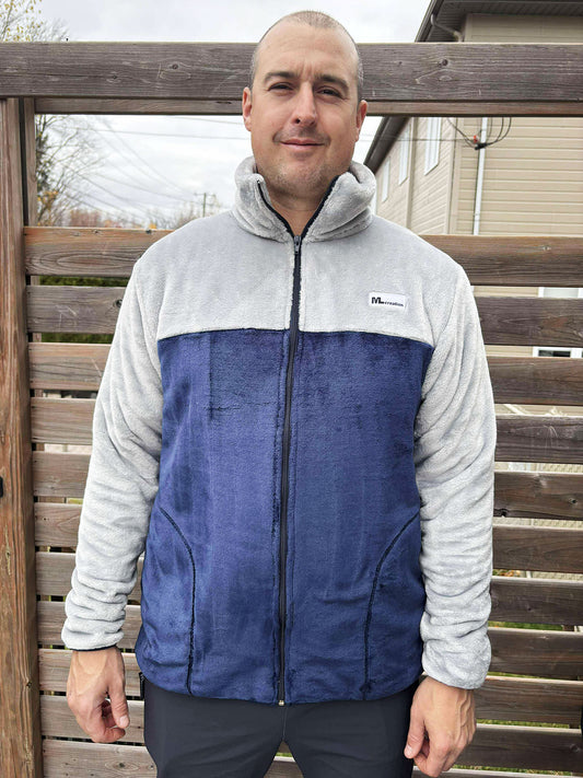 Veste molleton -Col- Gris pâle/Marine