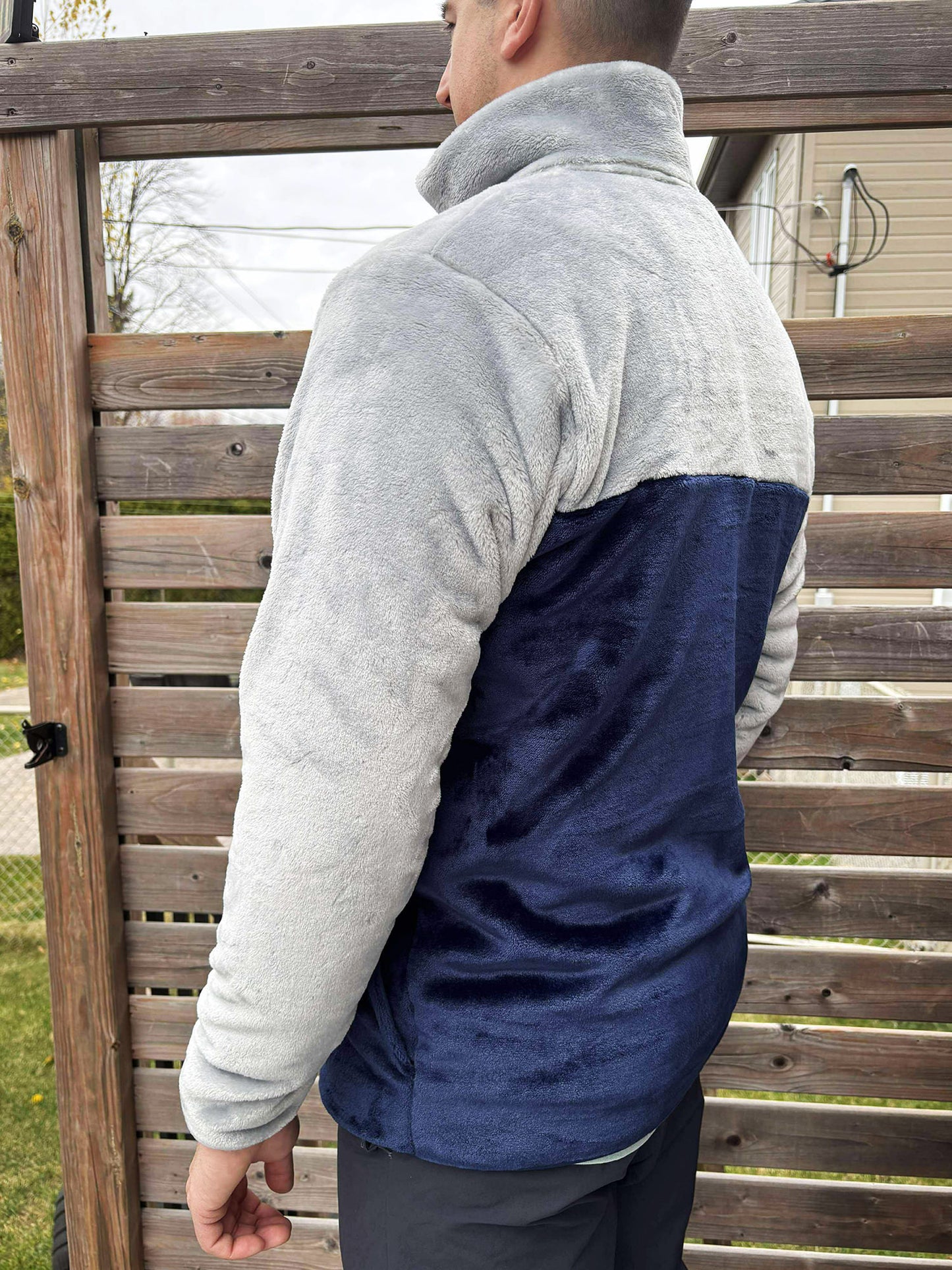 Veste molleton -Col- Gris pâle/Marine