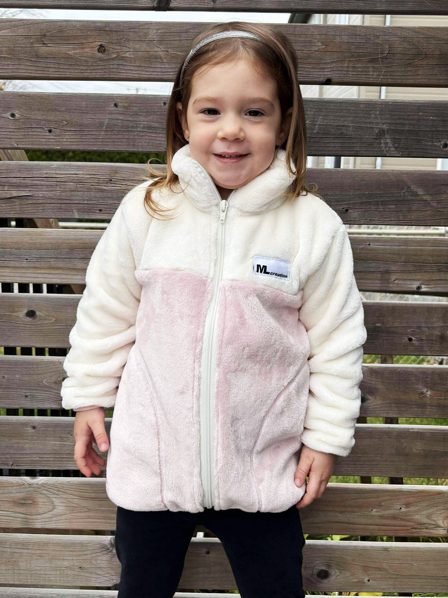 Veste molleton - Ivoire/Rose - ENFANT