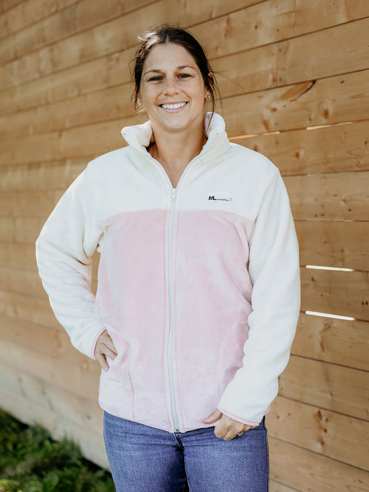 Veste molleton -Col- Ivoire/Rose