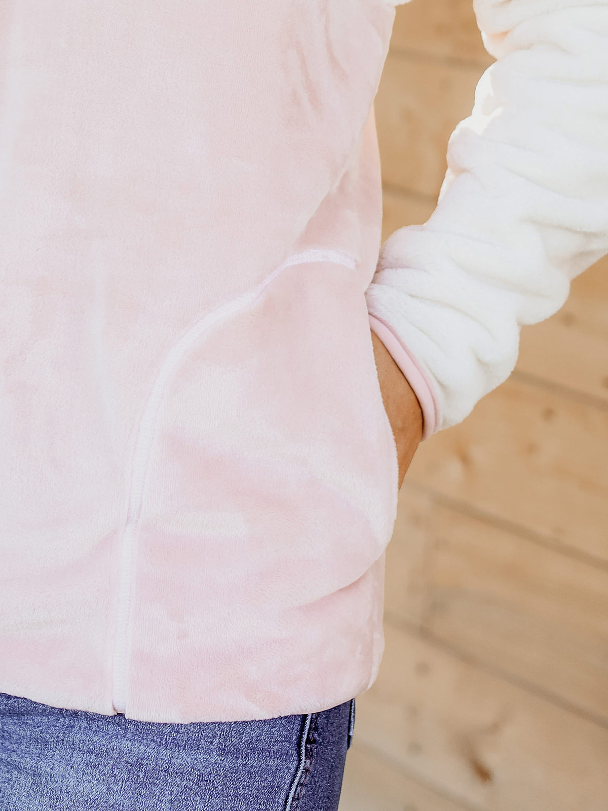 Veste molleton -Col- Ivoire/Rose